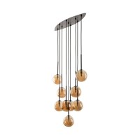 Pendelleuchte Braun zeitlos 90 cm Glas G9 Stahl modern