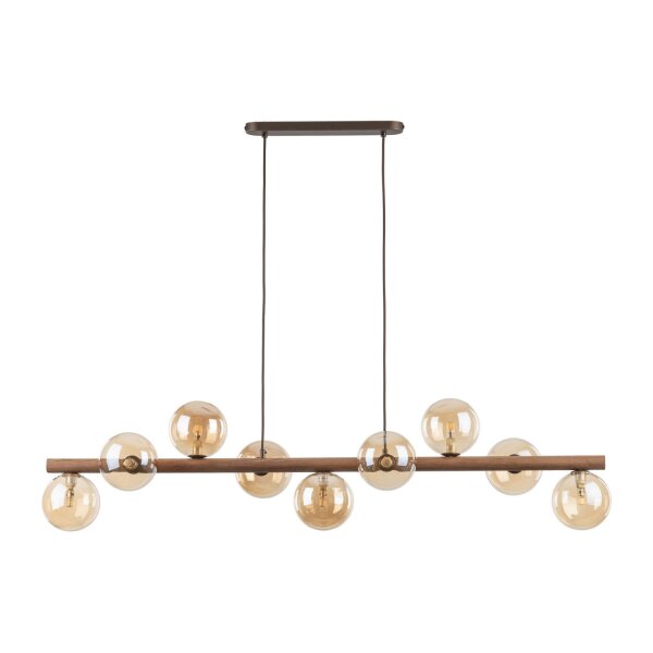 Pendelleuchte Holz zeitlos 117 cm Braun G9 Glas modern