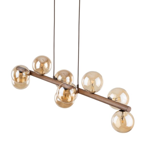 Pendelleuchte Holz zeitlos 117 cm Braun G9 Glas modern
