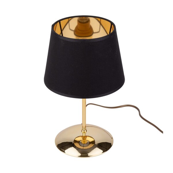 Tischleuchte stilvoll Stoff Schwarz 33 cm E27 Gold
