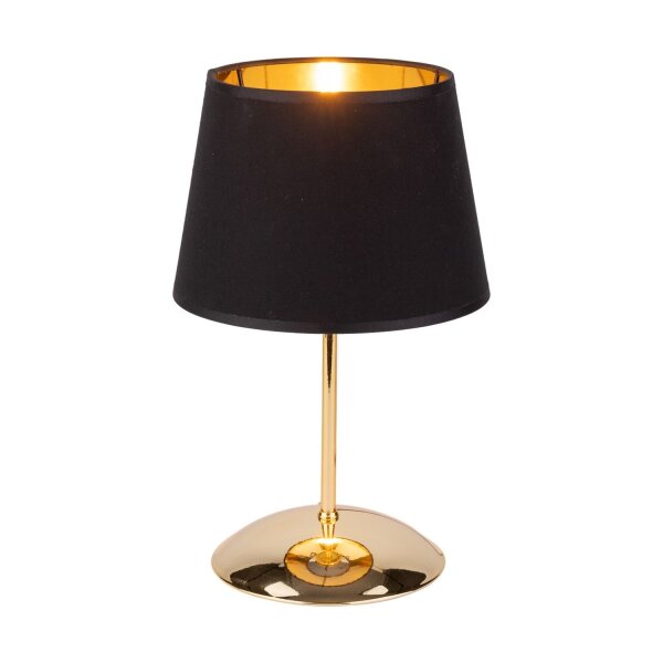Tischleuchte stilvoll Stoff Schwarz 33 cm E27 Gold