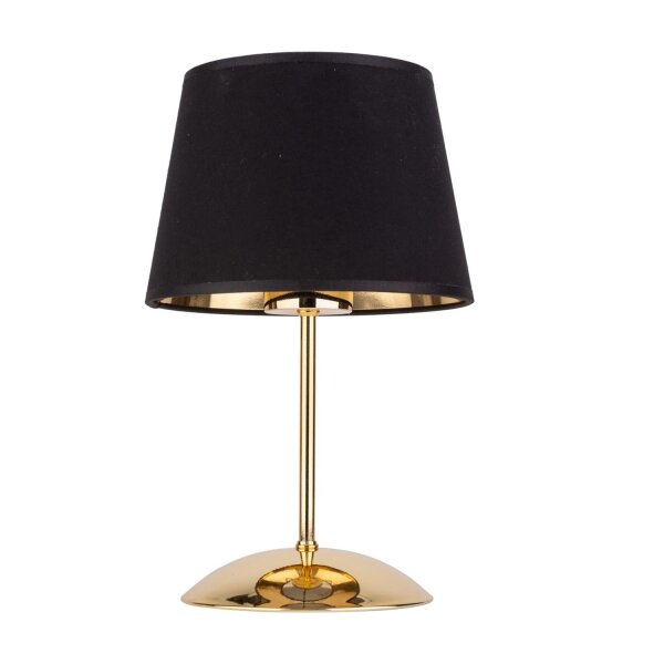 Tischleuchte stilvoll Stoff Schwarz 33 cm E27 Gold