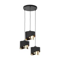 Hängelampe Schwarz Gold E27 B:40 cm 3-flammig zeitlos
