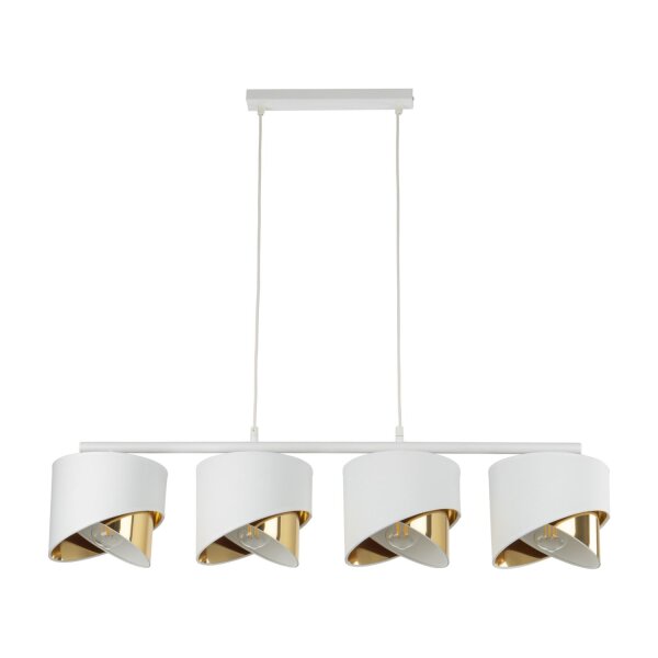 Pendelleuchte elegant Weiß Gold 94 cm E27 4-flammig