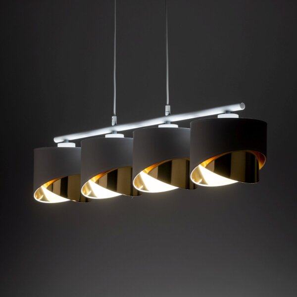 Pendelleuchte elegant Weiß Gold 94 cm E27 4-flammig