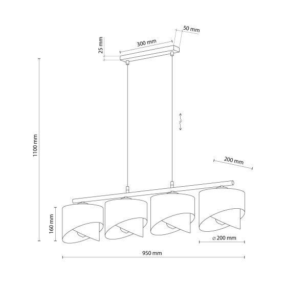 Pendelleuchte elegant Weiß Gold 94 cm E27 4-flammig