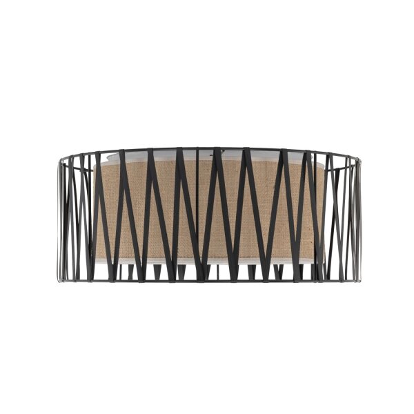 Deckenleuchte Stoff modern B:50 cm Schwarz E27 Natur