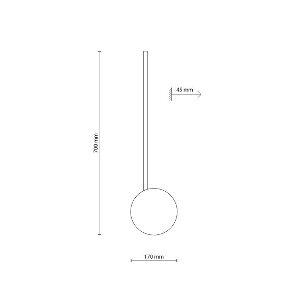 LED Wandleuchte Schwarz H:70 cm stilvoll Stahl wohnlich
