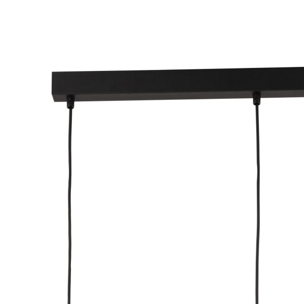 Hängelampe 3-flammig Schwarz Natur 84 cm E27 3-flammig