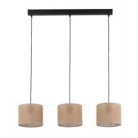 Hängelampe 3-flammig Schwarz Natur 84 cm E27 3-flammig