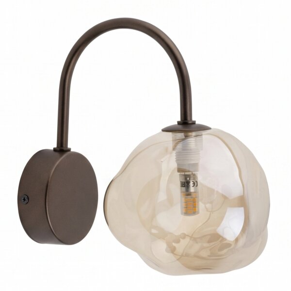 Wandleuchte Metall Braun B:15 cm G9 Glas Cognac