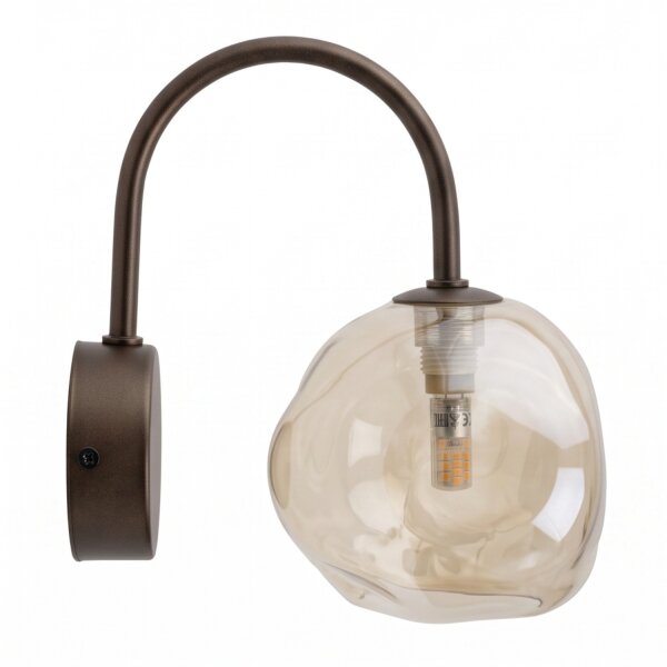 Wandleuchte Metall Braun B:15 cm G9 Glas Cognac