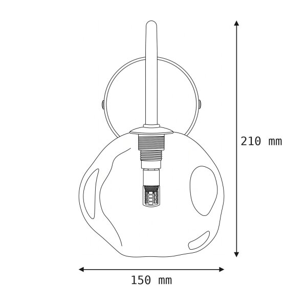 Wandleuchte Metall Braun B:15 cm G9 Glas Cognac