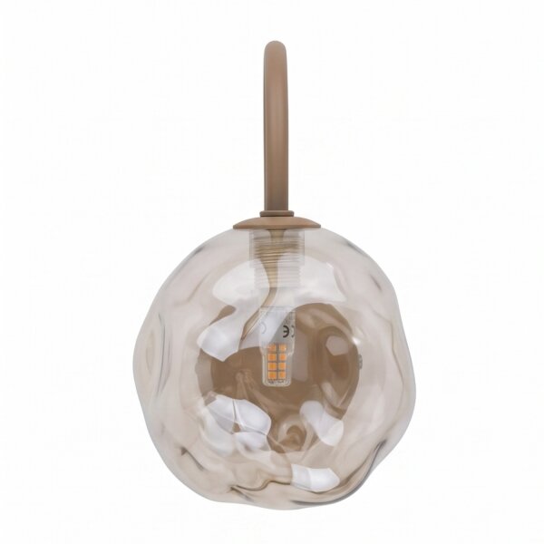 Wandleuchte Metall Beige G9 B:15 cm Glas Cognac