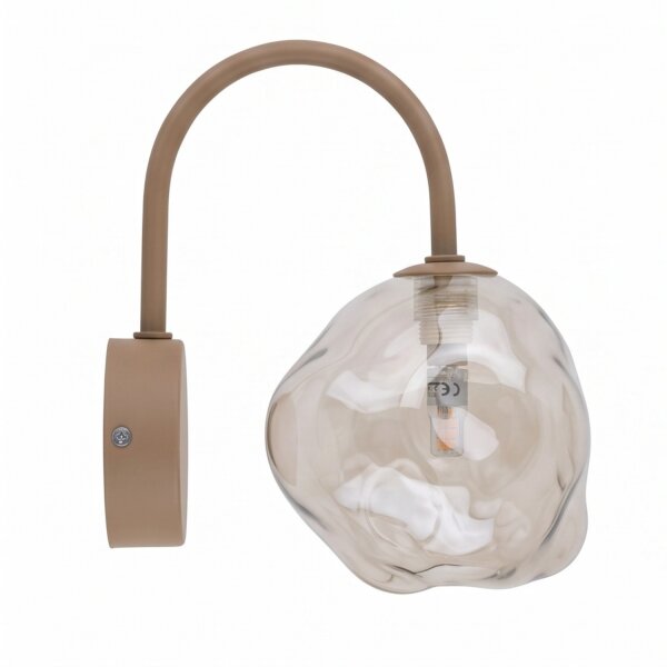Wandleuchte Metall Beige G9 B:15 cm Glas Cognac