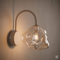 Wandleuchte Metall Beige G9 B:15 cm Glas Cognac