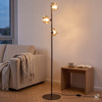 Stehleuchte Metall Glas 151 cm G9 Braun Cognac