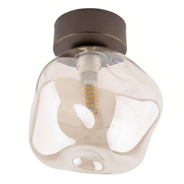Deckenleuchte Braun modern 17 cm Metall G9 Cognac Glas