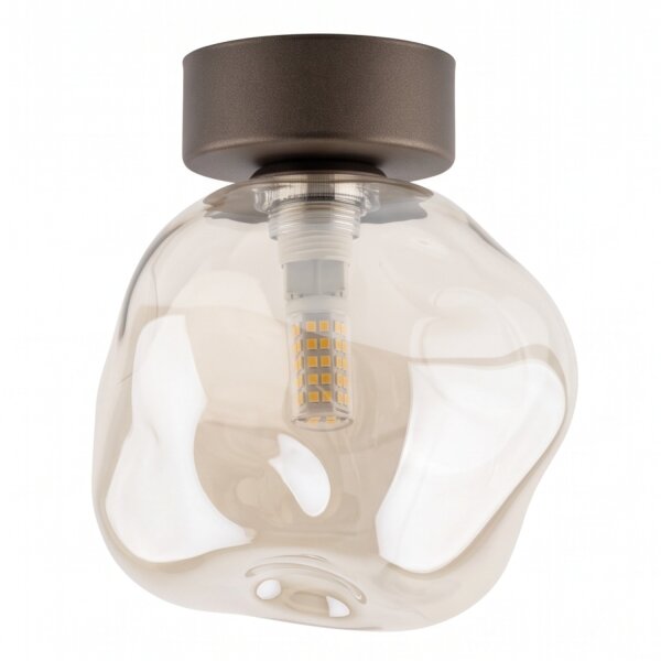 Deckenleuchte Braun modern 17 cm Metall G9 Cognac Glas