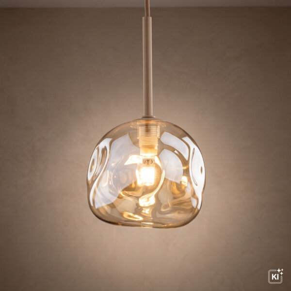 Pendelleuchte Beige Cognac Metall Glas B:15 cm G9