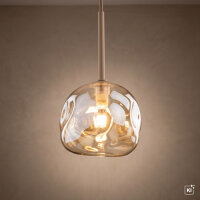 Pendelleuchte Beige Cognac Metall Glas B:15 cm G9
