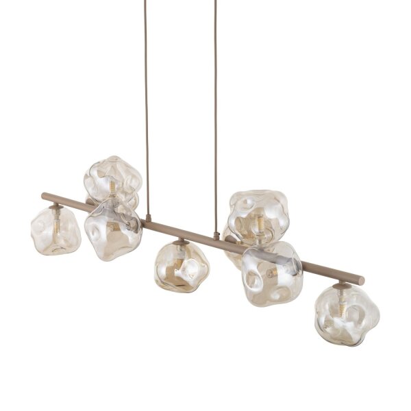 Pendelleuchte Metall Glas 116 cm Beige Cognac G9 9-flmg