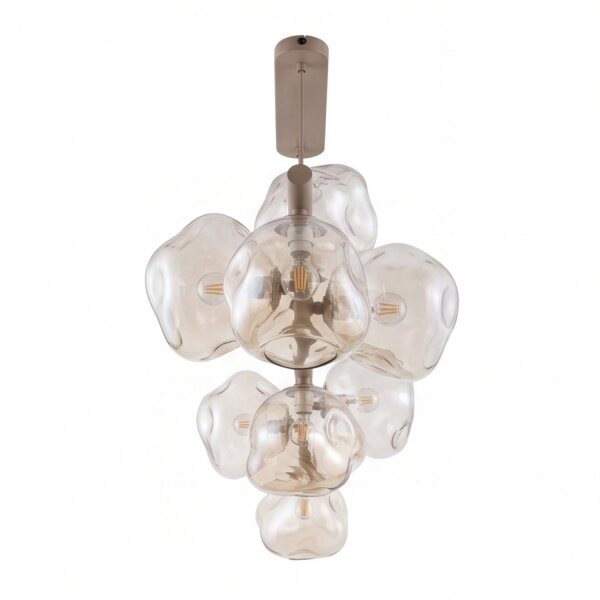 Pendelleuchte Metall Glas 116 cm Beige Cognac G9 9-flmg