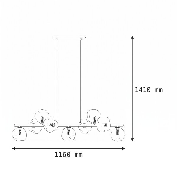 Pendelleuchte Metall Glas 116 cm Beige Cognac G9 9-flmg