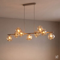 Pendelleuchte Metall Glas 116 cm Beige Cognac G9 9-flmg