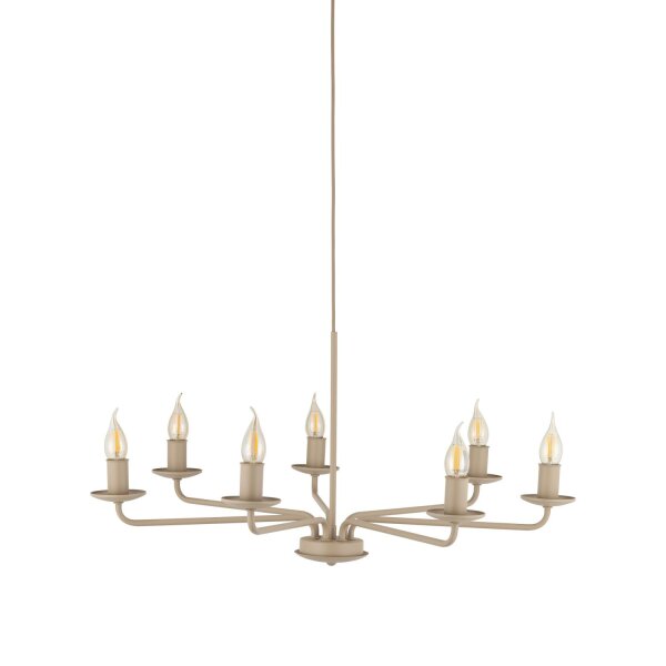 Kronleuchter Beige Stahl Kerzen B:72 cm E14 7-flammig
