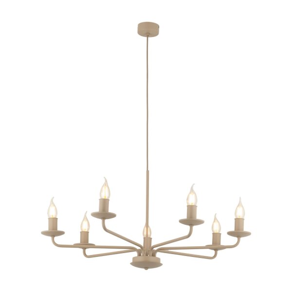 Kronleuchter Beige Stahl Kerzen B:72 cm E14 7-flammig