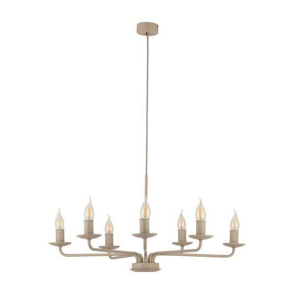 Kronleuchter Beige Stahl Kerzen B:72 cm E14 7-flammig