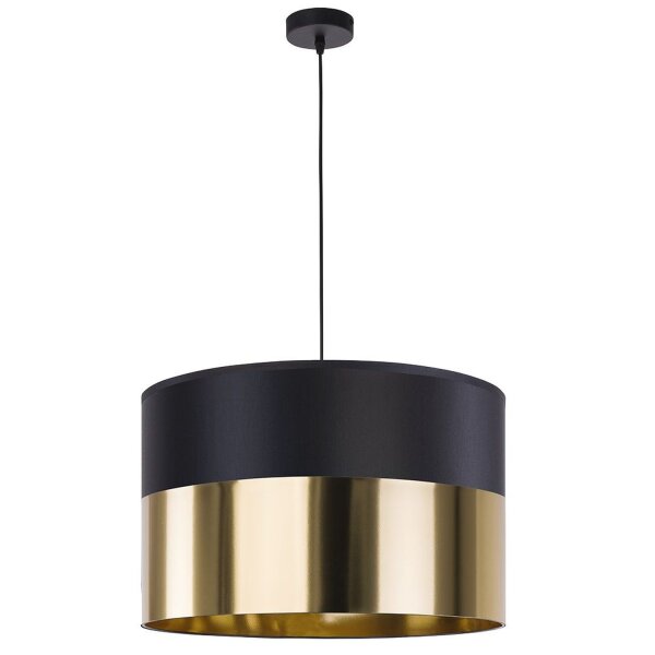 Pendelleuchte Wohnzimmer Schwarz Gold B:50 cm E27 Stoff