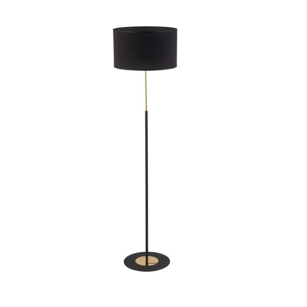 Stehleuchte Stoffschirm Metall E27 150 cm Schwarz Gold