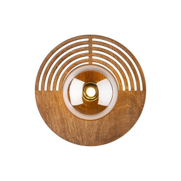 Wohnliche Wandleuchte Glas Holz B:25 cm G9 Eiche