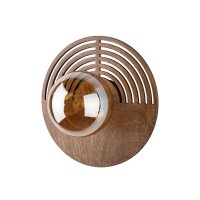 Wohnliche Wandleuchte Glas Holz B:25 cm G9 Eiche