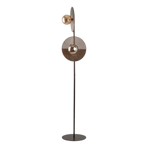 Natürliche Stehleuchte Glas 160 cm G9 Holz Eiche