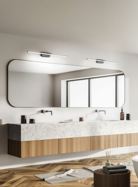 LED Wandleuchte Chrom IP44 3000K Metall B:109,5 cm