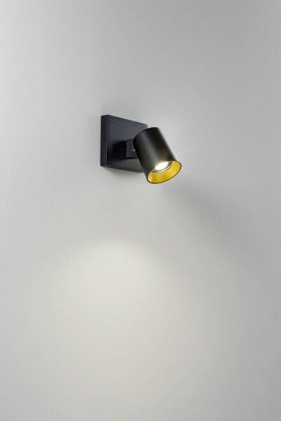 Wandspot Aluminium GU10 Schwarz L:11 cm schwenkbar