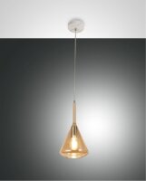 Pendelleuchte Bernstein E27 Metall Glas Weiß...