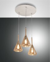Hängelampe Bernstein E27 Glas Weiß L:52 cm...