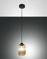 H&auml;ngelampe Bernstein E27 Glas rund &Oslash;14 cm Schwarz