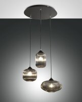 Pendelleuchte Rauchglas E27 blendarm Ø50 cm Schwarz