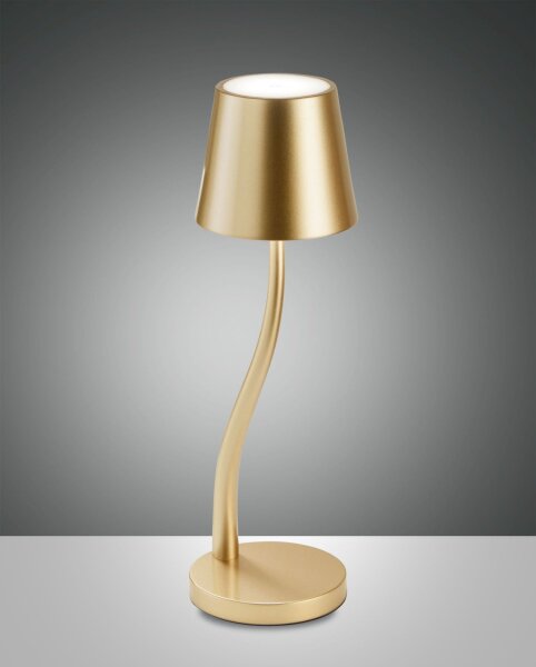 LED Akku Tischleuchte Gold IP54 3000K Metall H:36,5 cm
