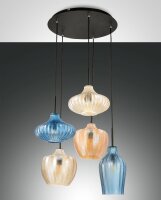 Pendelleuchte Azurblau Bernstein Champagner Glas E27