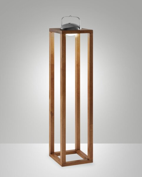 LED Akku Tischleuchte Holz IP54 3000K dimmbar 87,4 cm