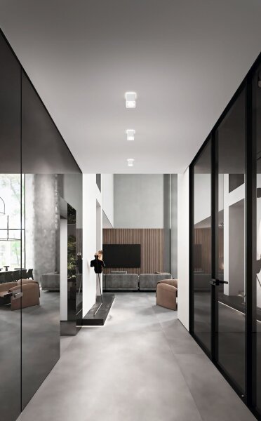LED Deckenleuchte Aluminium IP40 3000K Glas Weiß