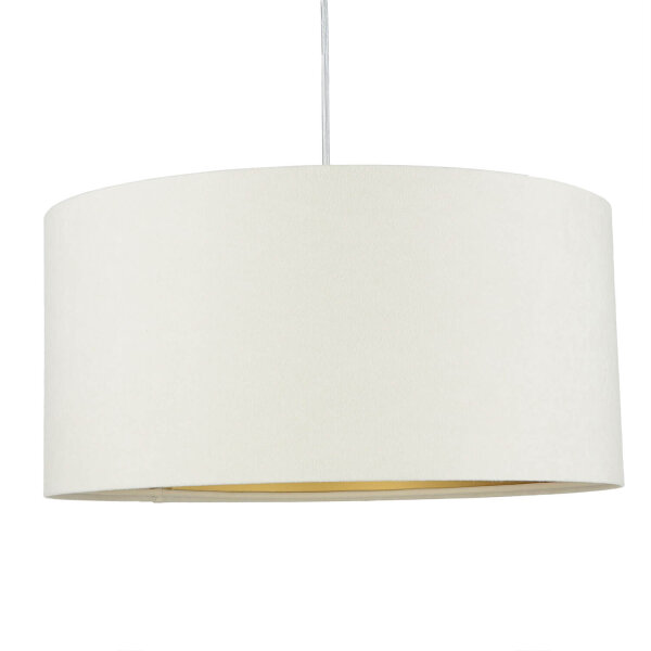 Hängeleuchte Retro Creme Gold Stoff rund Esszimmer