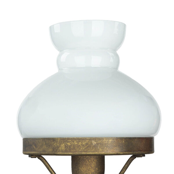 Wandlampe Weiß Glasschirm aus Echt-Messing Antik