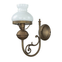 Applique murale Blanc Abat-jour en verre en laiton...